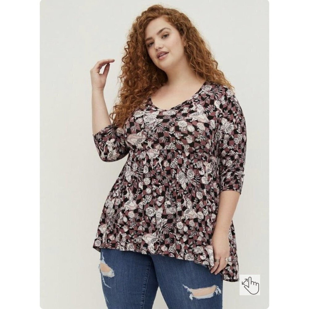 Torrid Disney‎ Alice in Wonderland Babydoll Top NWT New 6X 30